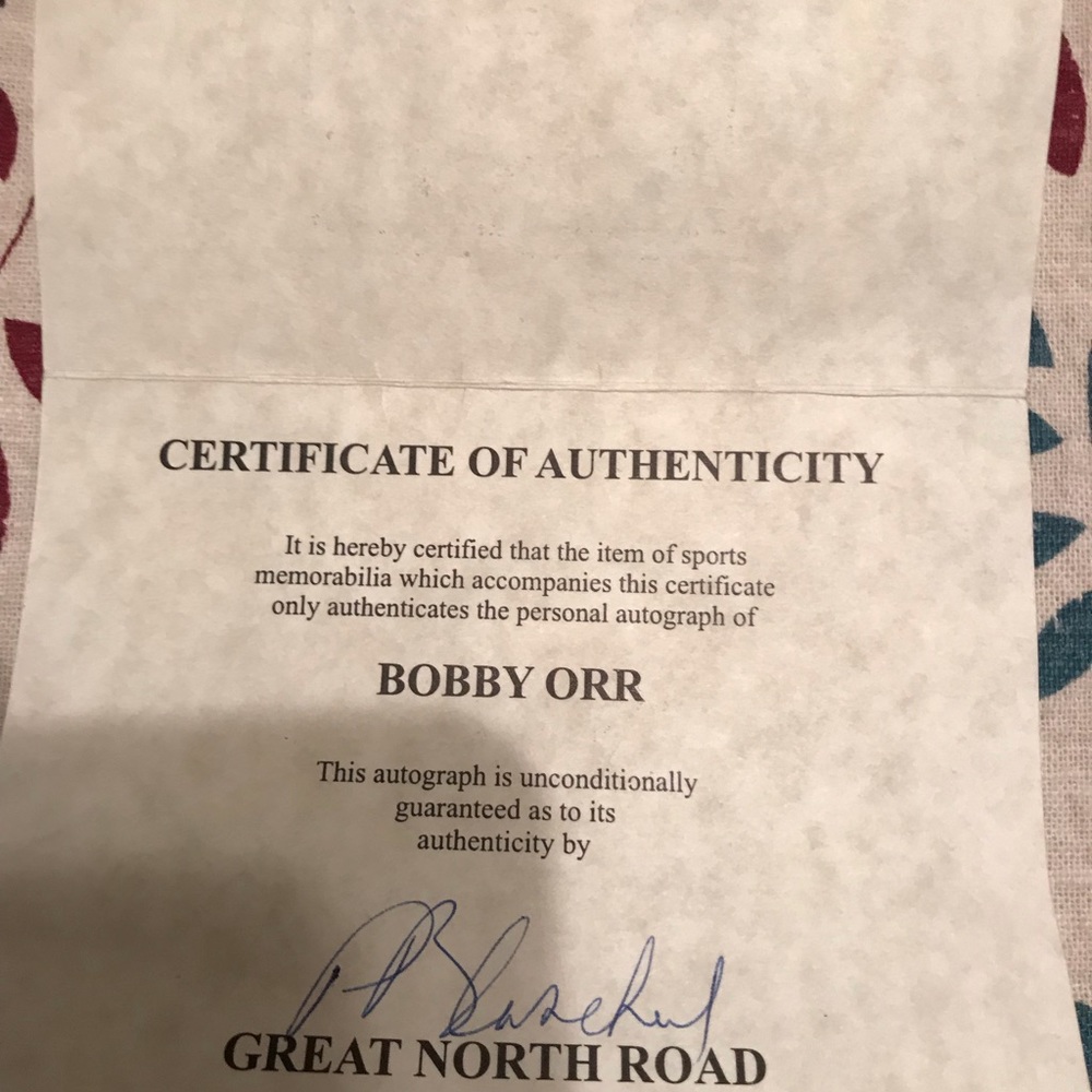 Authentic autographed Bobby Orr jersey wCOA